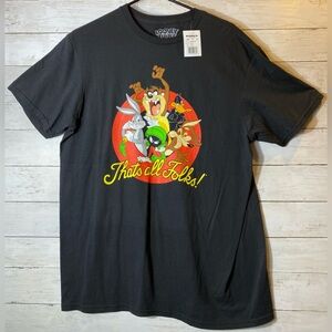 WB LOONEY TUNES That's All Folks T-Shirt LARGE NEW TAZ Wile Coyote Daffy Duck